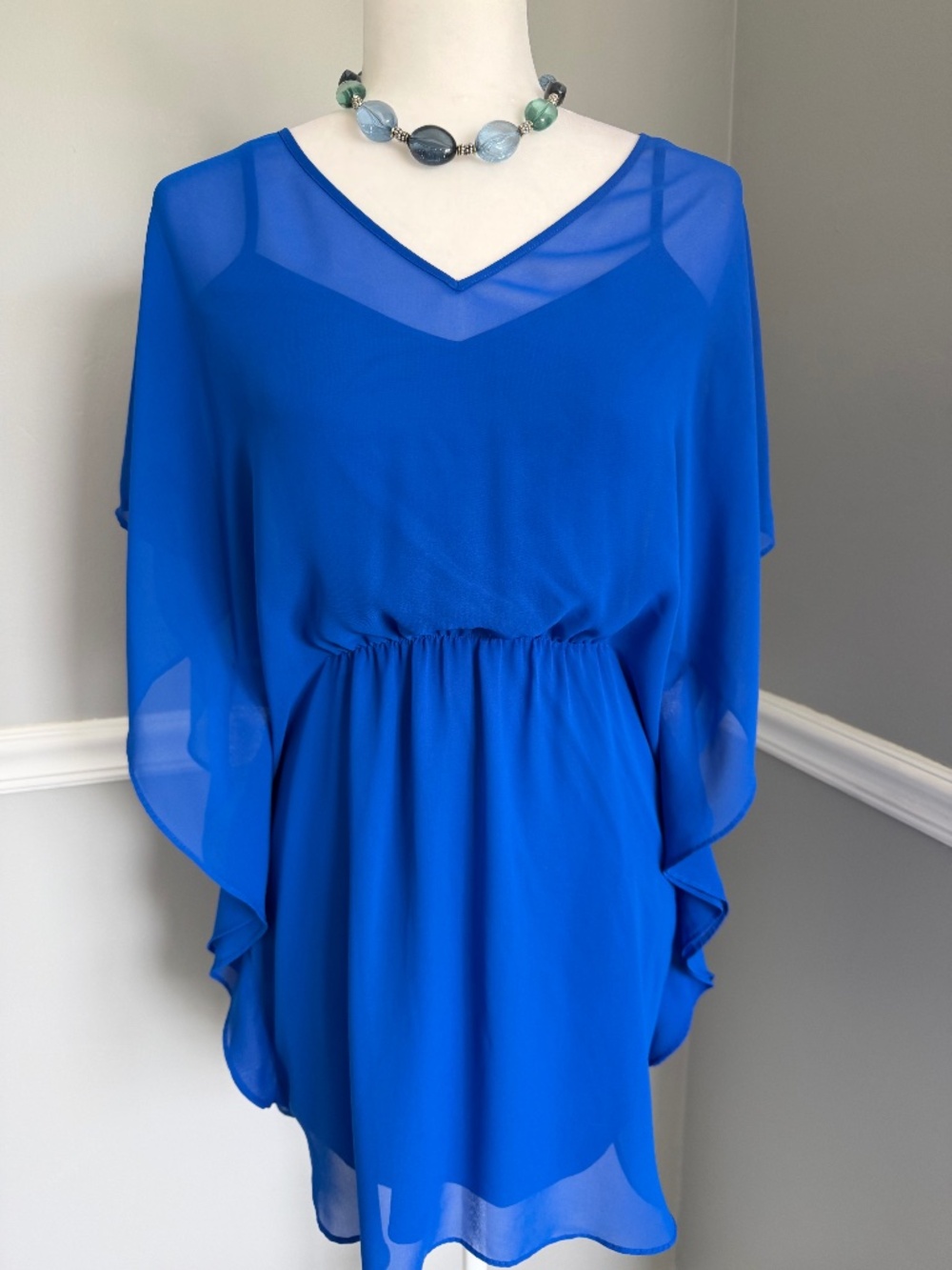 Express Royal Blue Chiffon Dress - Size Small